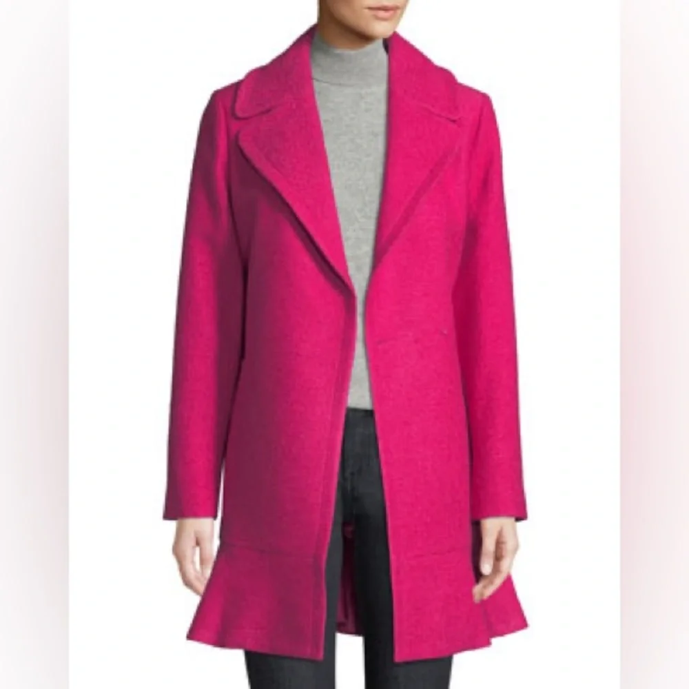 NWT kate spade new yorktransitional boiled flounce-hem wool coat